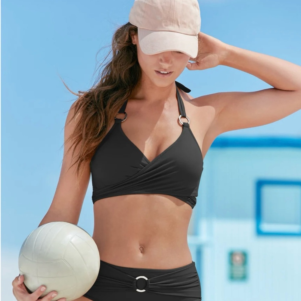 VENUS Black Halter Bikini Top